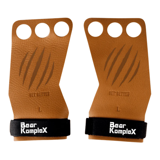 Bear KompleX 3 Hole Hand Grips | Tan Leather - RXROX