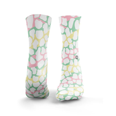 HEXXEE Leopard Print Swirl Socks | Green/Yellow/Pink