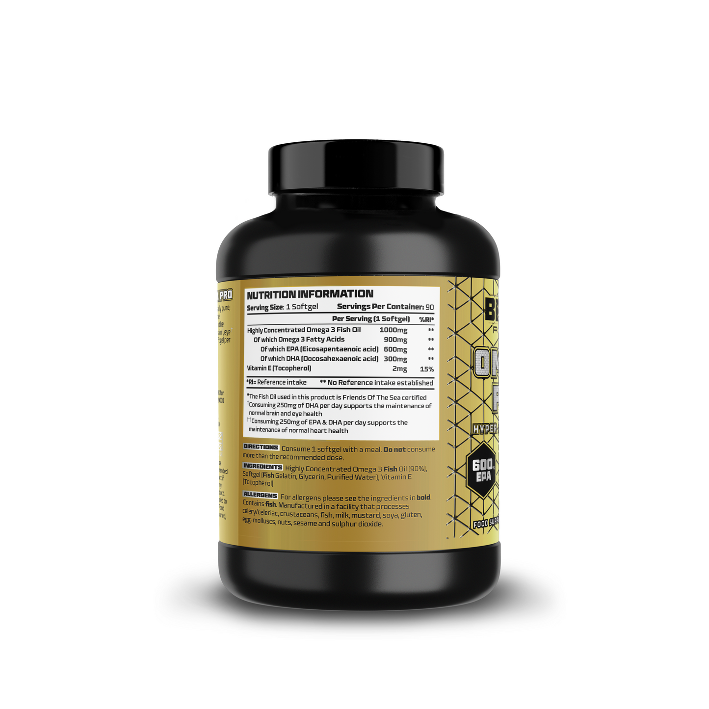 Omega 3 Pro - Hyper Pure Fish Oil with 600mg EPA & 300mg DHA - RXROX