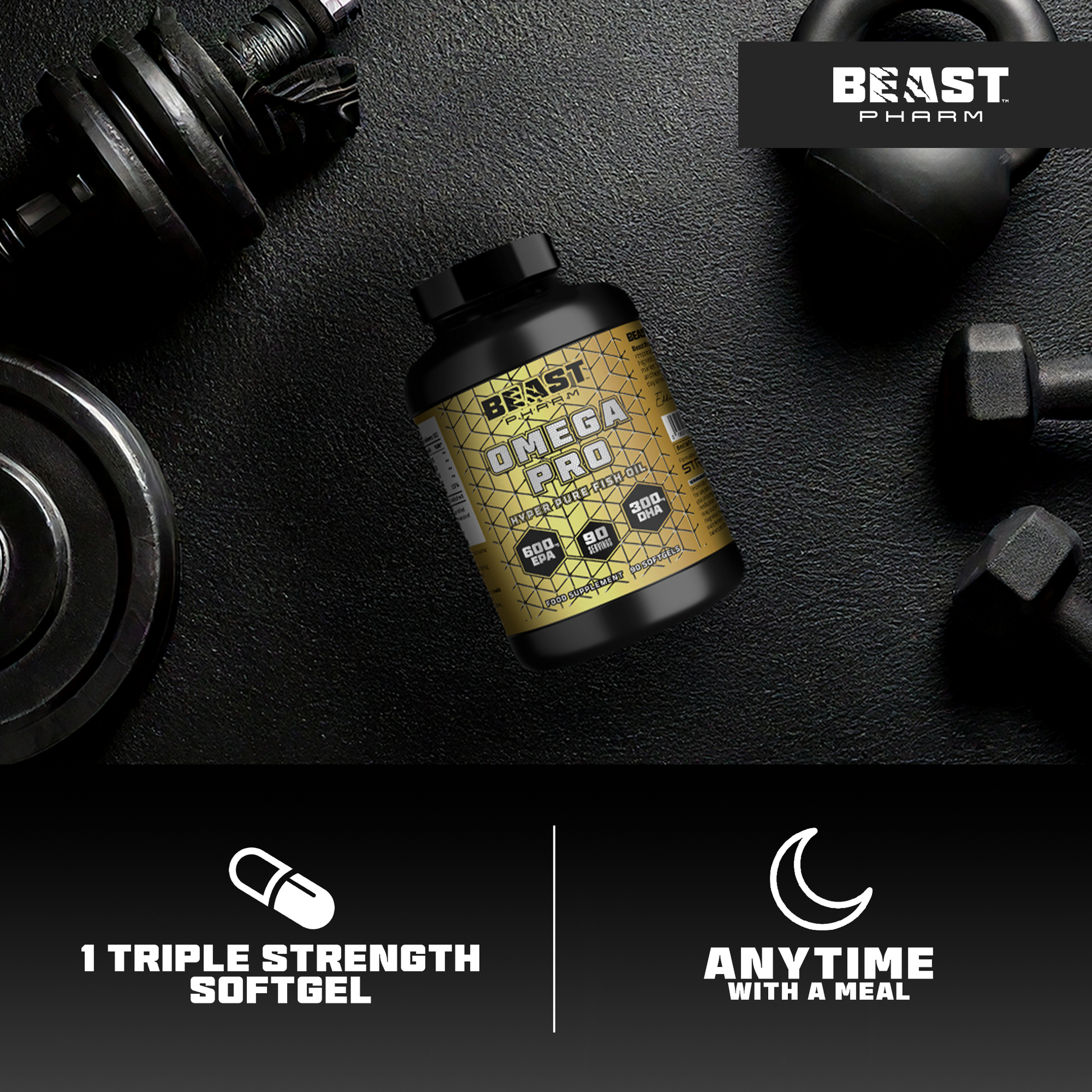 Omega 3 Pro - Hyper Pure Fish Oil with 600mg EPA & 300mg DHA - RXROX