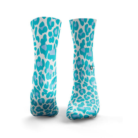 HEXXEE Leopard Print Socks | Aqua Blue