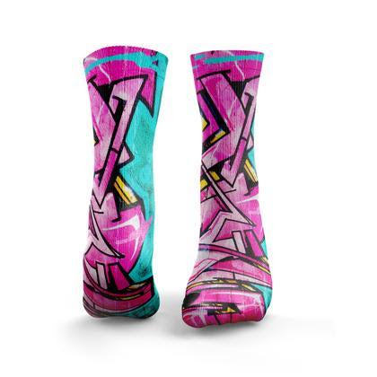 HEXXEE Graffiti Socks | Pink Blue